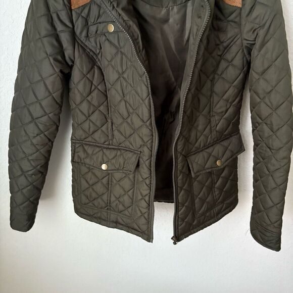 Krush Quilted Olive Coat with Hood Size Small - Picture 4 of 7